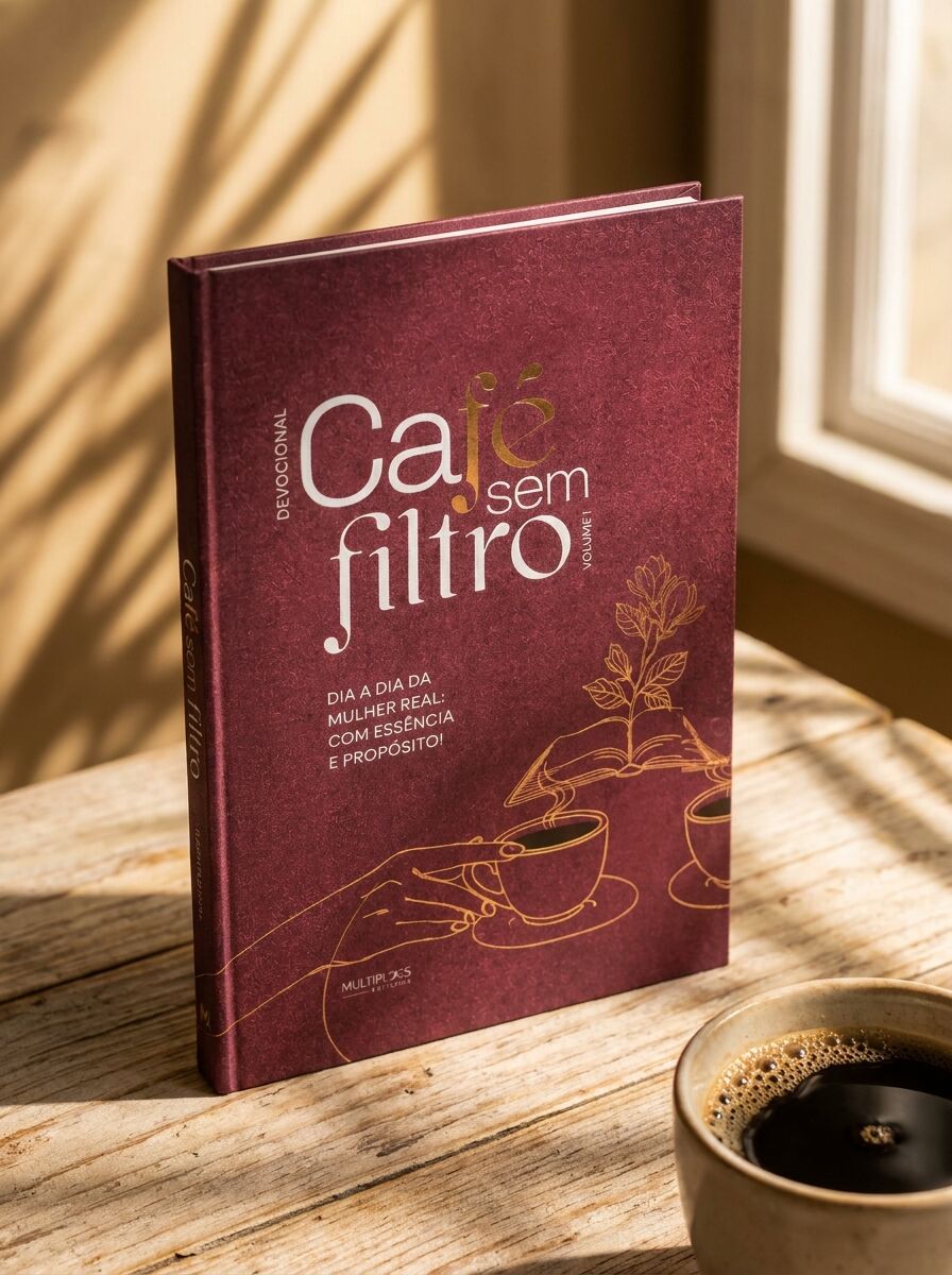 Livro Café sem Filtro · em pé com luz natural